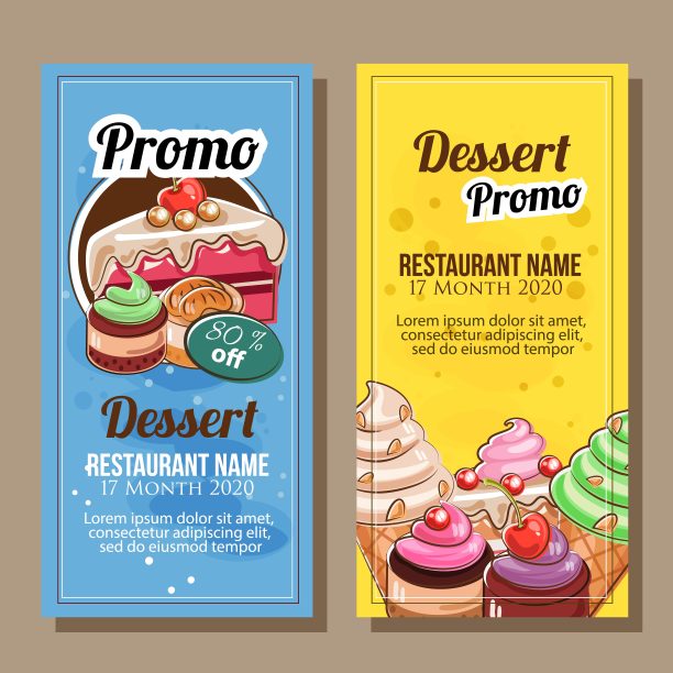 旗帜销售的甜点主题在手绘风格图片下载