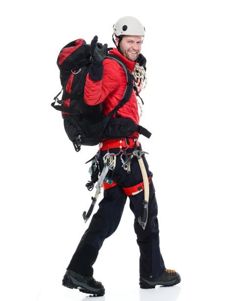 雄性冰攀登者行走图片下载