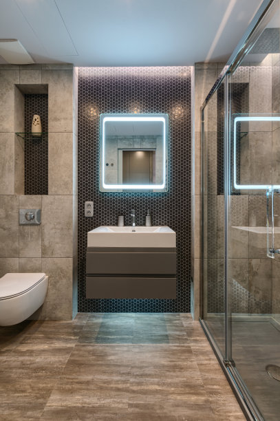 豪华公寓浴室的现代室内照片图片下载