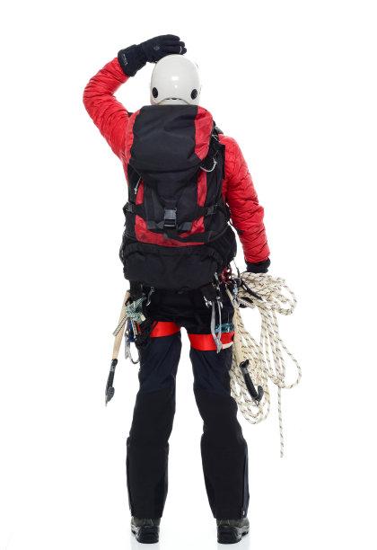 男性冰攀登者后视图图片下载