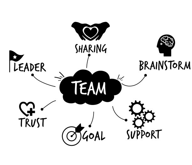 团队图标设置为商业与黑白插图设计图片下载