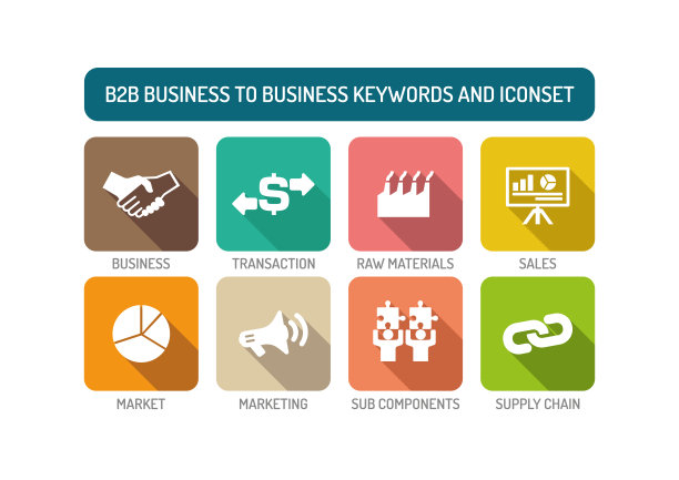 B2B业务到业务平面图标集图片下载