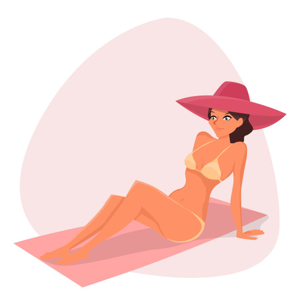 穿着泳衣晒太阳的女人图片下载