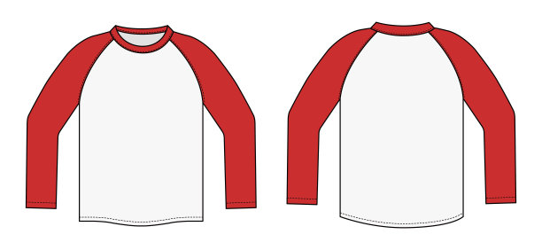 长袖拉格朗t恤插图(红x白)图片下载