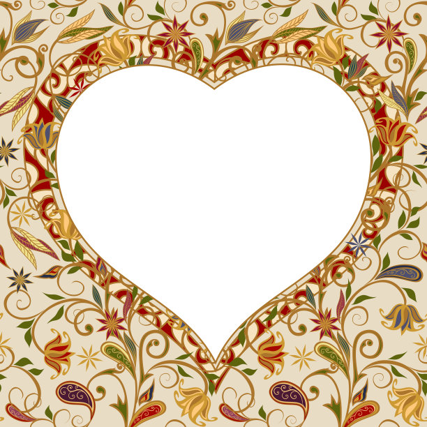 带有花卉图案的心形背景。图片下载