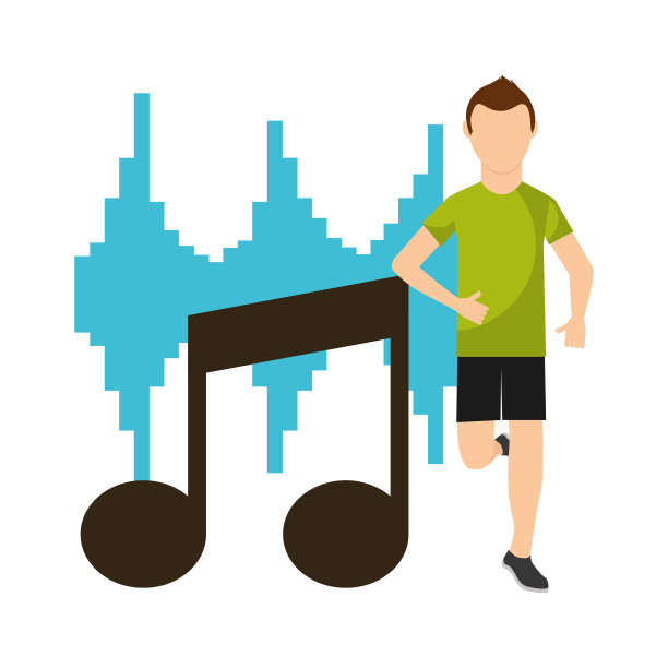 运动员跑在前面音符音乐均衡器图片下载