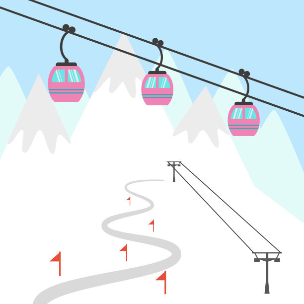 滑雪缆车图标滑雪和冬季运动。图片下载