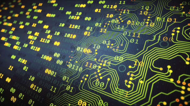 绿色二进制数字与集成电路素材图片