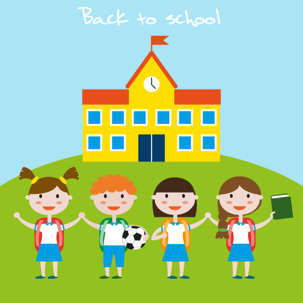 穿着校服的孩子们。回到学校背景。图片下载