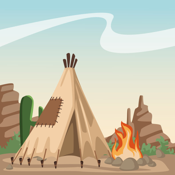 沙漠中的美国印第安人卡通图片下载