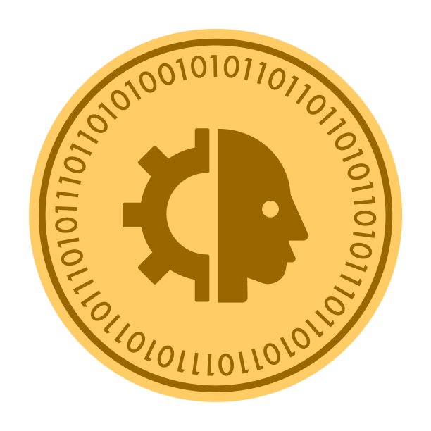 电子人头黄金数字硬币矢量图标。一枚金黄色的扁平硬币。白色上隔离的加密货币符号。平面设计。每股收益10图片下载