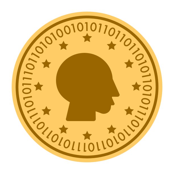 男孩档案黄金数字硬币矢量图标。黄金黄平币加密货币符号孤立在白色上图片下载