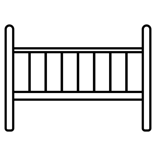 摇篮。宝贝图标上的白色背景，线向量设计。图片下载