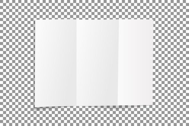 空白折叠传单白纸。单与软阴影，孤立在透明的背景。矢量插图。图片下载