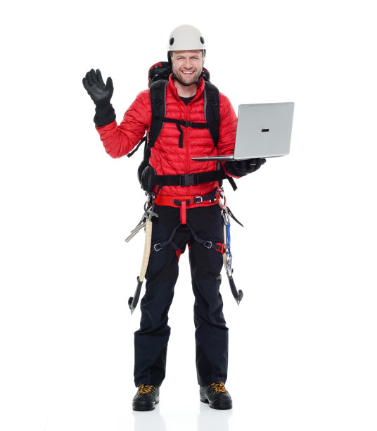 男性攀冰者使用科技图片下载