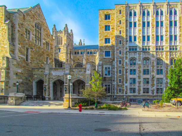 美国安娜堡密歇根大学美丽的石头建筑。图片下载