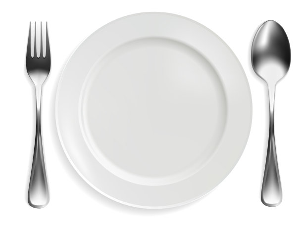 白色背景上的空盘子、叉子和勺子。现实的设计。矢量插图。图片下载