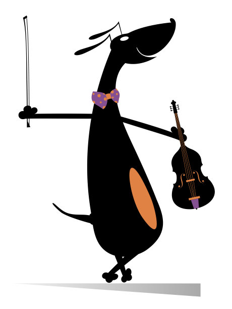 卡通狗小提琴家插图孤立图片下载