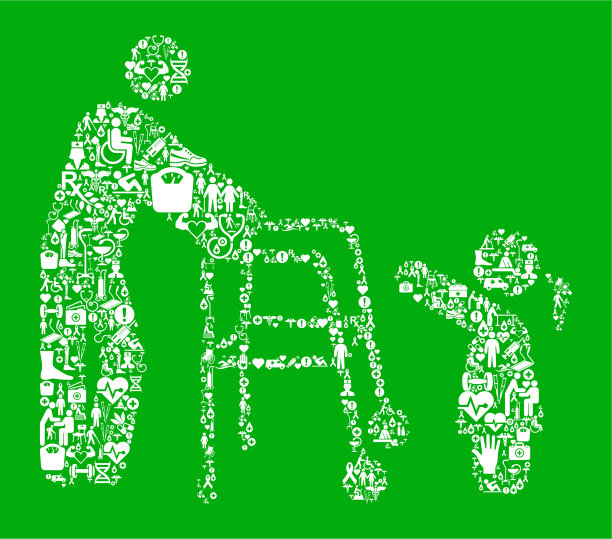 老年与青年绿色医疗康复理疗图片下载