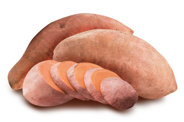 孤立在白色背景上的甜粉色马铃薯图片下载