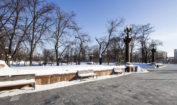 莫斯科市中心克林姆林宫附近(冬季)，俄罗斯图片下载