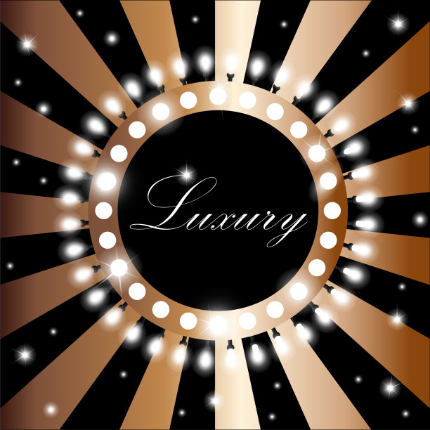 闪亮的青铜圆形复古旗帜与灯光和灯具在复古青铜和黑色背景图片下载