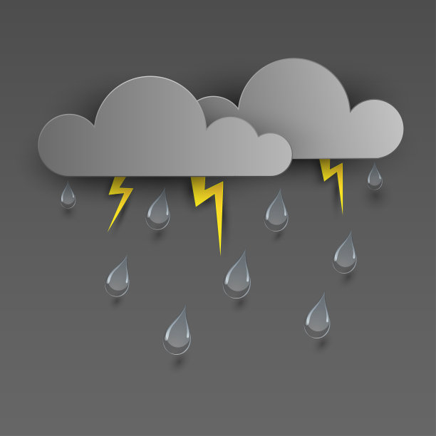 恶劣的天气背景。闪电和雨云矢量插图图片下载