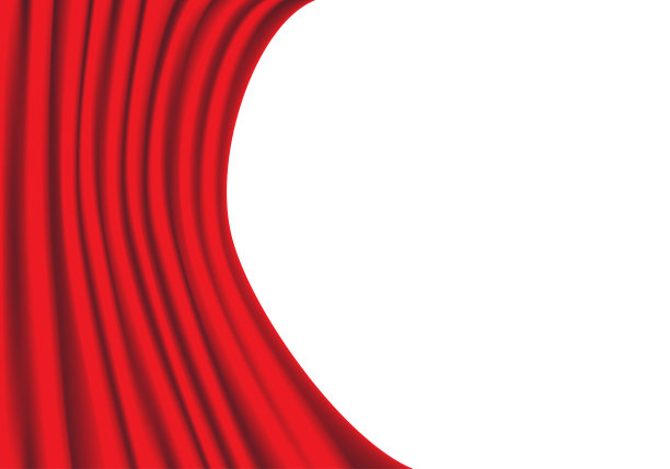 红色窗帘波浪曲线上的白色空白空间豪华背景纹理矢量插图。图片下载