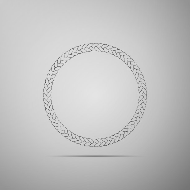 绳子框架图标孤立在灰色背景。框架来自航海绳索。船用装饰用圆绳。平面设计。矢量图素材图片