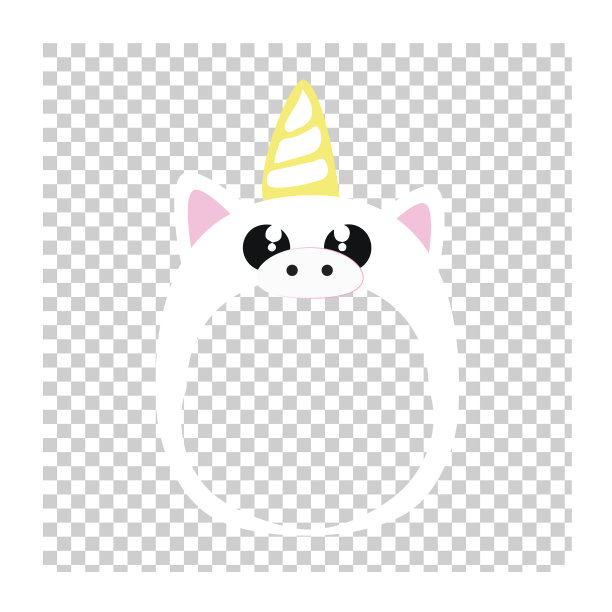 白色独角兽面具-照片贴纸。让你的孩子成为独角兽。图片下载