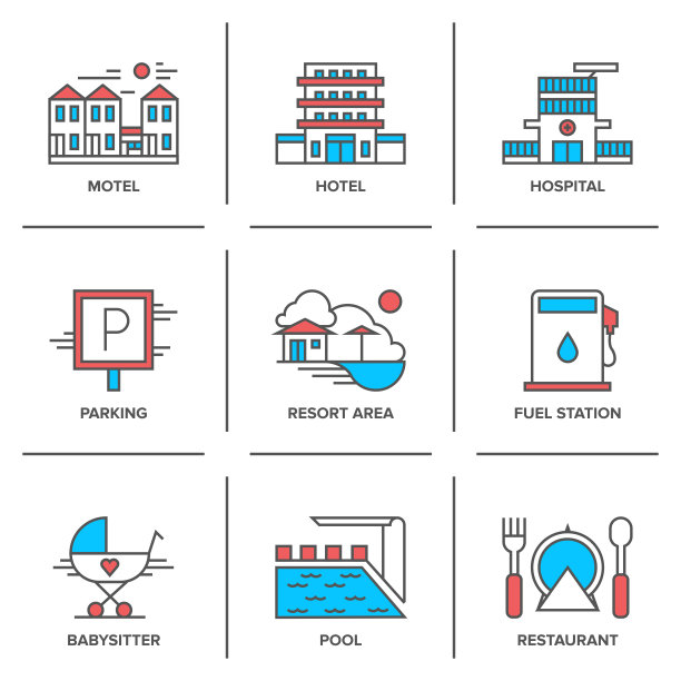 酒店服务系列图标设置图片下载