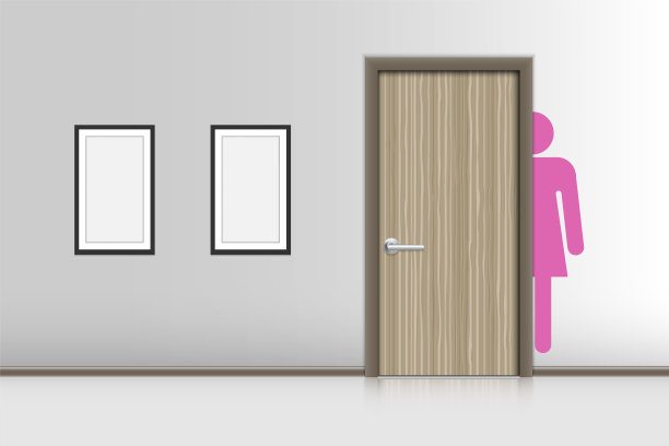 逼真的单门和室内装饰休息室，室内概念图片下载