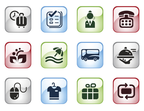 酒店主题电脑图标与光泽效果图片下载