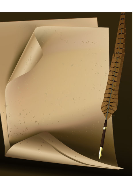 带羽毛笔的旧纸图片下载