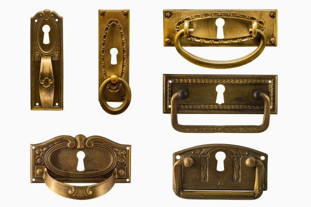 老式家具五金展示。古董处理。图片下载