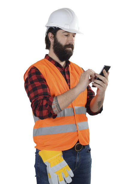 建筑工人与智能手机图片下载