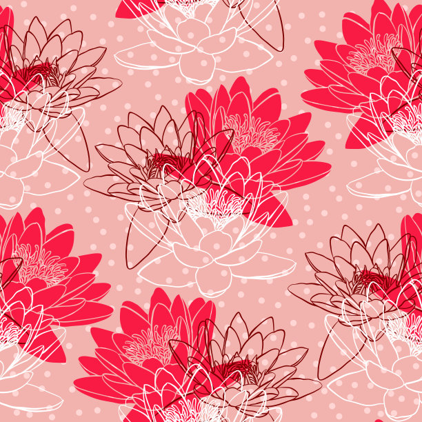 无缝图案与睡莲素材图片