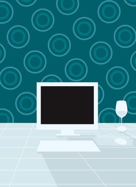 复古酷蓝PC[矢量电脑]图片下载