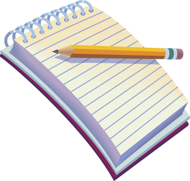 一幅画着铅笔和笔记本的漫画图片下载