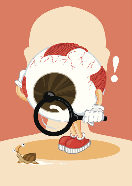 眼球吉祥物与放大镜图片下载