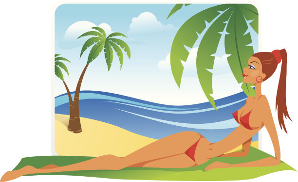 海滩上的年轻女孩图片下载