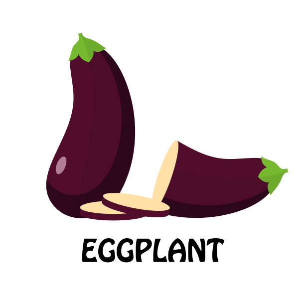 矢量插图扁茄子孤立在白色背景，原料新鲜蔬菜图片下载