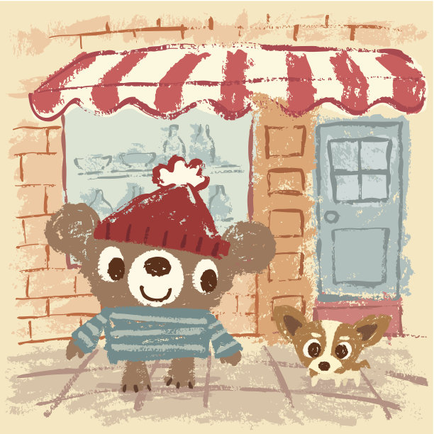 街上熊的素描图片下载