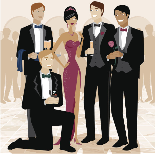 被仰慕者包围的女人图片下载