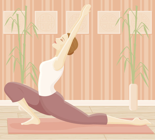 女人在瑜伽姿势-弓步图片下载