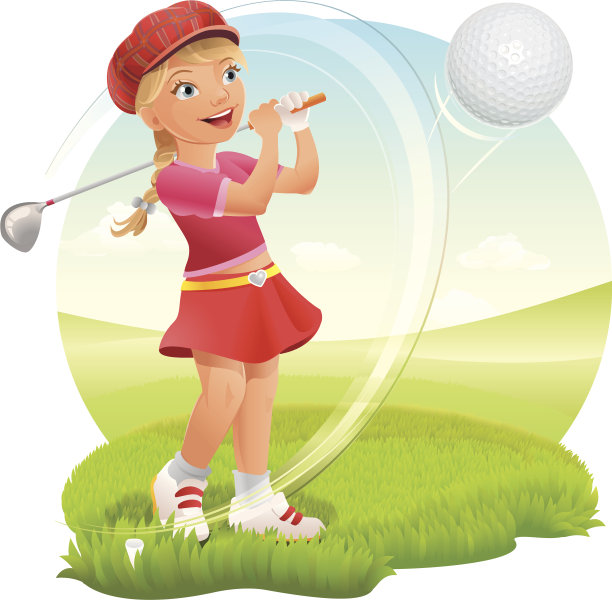 少女在绿色上打高尔夫球图片下载