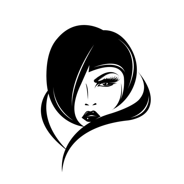 时尚和风格矢量图标。复古发型和大胆妆容的美女。图片下载