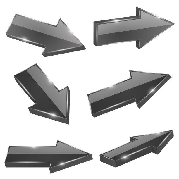 黑色的箭头。闪亮的直3d图标图片下载