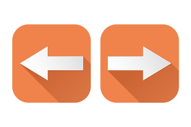 右和左箭头。广场橙色的迹象图片下载