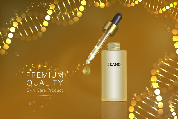 黄金化妆品容器与广告背景准备使用，豪华皮肤护理广告。图片下载